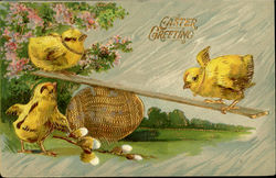 Easter Greeting With Chicks Postcard Postcard