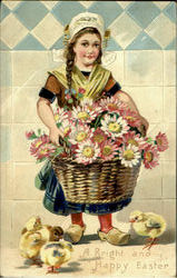 A Bright And Happy Easter With Children Postcard Postcard