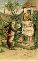 Easter Greetings With Children Postcard Postcard