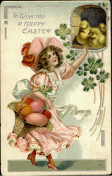 To Wish You A Happy Easter With Children Postcard Postcard