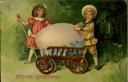 Easter Greetings With Children Postcard Postcard