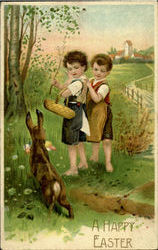 A Happy Easter With Children Postcard Postcard