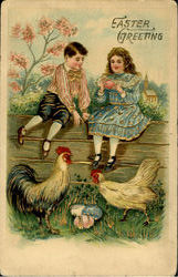 Easter Greeting With Children Postcard Postcard