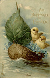 All Happiness For Easter With Chicks Postcard Postcard