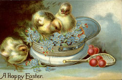 A Happy Easter With Chicks Postcard Postcard