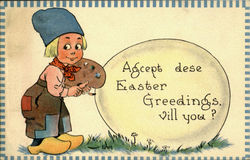 Agcept Dese Easter Greedings Vill You? Postcard