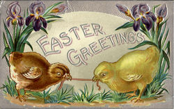 Easter Greetings With Chicks Postcard Postcard