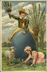 Easter Greetings Eggs Postcard Postcard