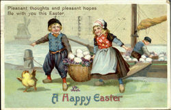 A Happy Easter With Children Postcard Postcard