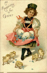 All Happiness For Easter With Children Postcard Postcard