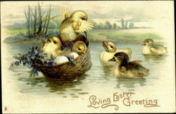 Loving Easter Greeting With Chicks Postcard Postcard