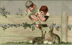 Children with Bunnies Postcard