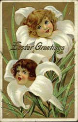 Easter Greetings With Children Postcard Postcard