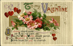 To My Valentine Flowers Postcard Postcard