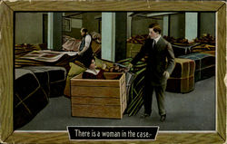 There Is A Woman In The Case Romance & Love Postcard Postcard