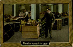 There Is A Woman In The Case Romance & Love Postcard Postcard