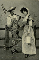 Dairymaid And Farmer Postcard