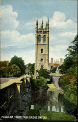 Magdalen Tower From Bridge Oxford Postcard