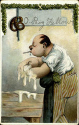 Pretzel Baker Washing Hands Postcard