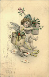 Cherub with Pig Angels Postcard Postcard