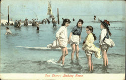 Sea Shore Bathing Scene Postcard