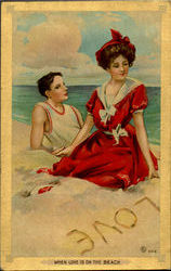 When Love Is On The Beach Swimsuits & Pinup Postcard Postcard