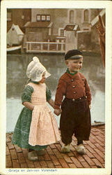 Grietje En Jan-Van Volendam Dutch Children Postcard Postcard