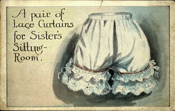 A Pair Of Lace Curtain Women Postcard Postcard