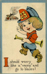 Fireman girl Postcard