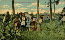 Seminole Indians In Camp, Florida Postcard