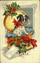 Puppy smoking Pipe Christmas Postcard Postcard