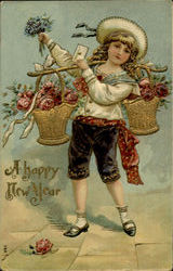 A Happy New Year New Year's Postcard Postcard