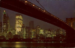 Brooklyn Bridge At Night Postcard