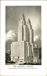 The Waldorf Astoria, Park Avenue At Fiftieth Street New York, NY Postcard Postcard