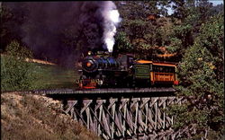 Whistling Across The Trestle At Tweetsie Railroad Postcard