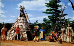 An Indian Chief And His Family In Residence, Indian Village Lake George, NY Postcard Postcard