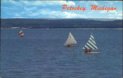 Sail Boat Racing On Little Traverse Bay Petoskey, MI Postcard Postcard