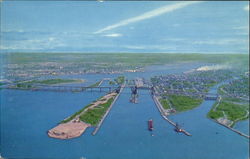 The American Soo Locks Postcard