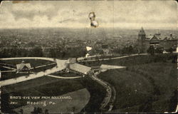 Bird's Eye View From Boulevard Reading, PA Postcard Postcard