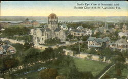 Bird's Eye View Of Memorial And Baptist Churches Postcard