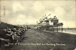 View Of Galveston Sea Wall And Bathing Pavilion Postcard