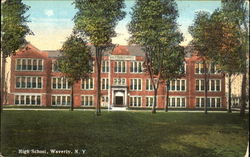 High School Waverly, NY Postcard Postcard