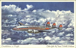 TWA Constellation In Flight Aircraft Postcard Postcard