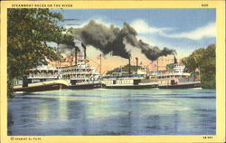 Steamboat Races On The River California Postcard Postcard