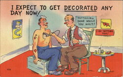 Tattoo Tattooing Navy Sailor Comic Postcard Postcard