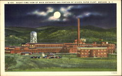 Night-Time View Of Main Entrance And Portion Of Ecusta Paper Plant Brevard, NC Postcard Postcard