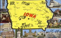 Iowa Map Postcard