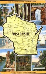 Wisconsin Map Postcard