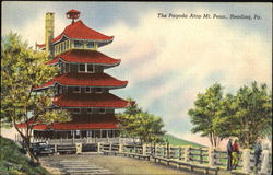 The Pagoda Atop Mt. Penn Reading, PA Postcard Postcard