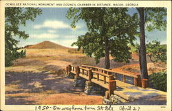 Ocmulgee National Monument And Council Chamber In Distance Macon, GA Postcard Postcard